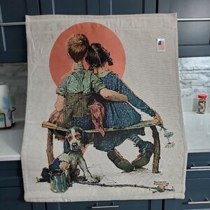 Norman Rockwell Woven Wall Tapestry "SPOONERS" Made In USA NWT 35" x 44"